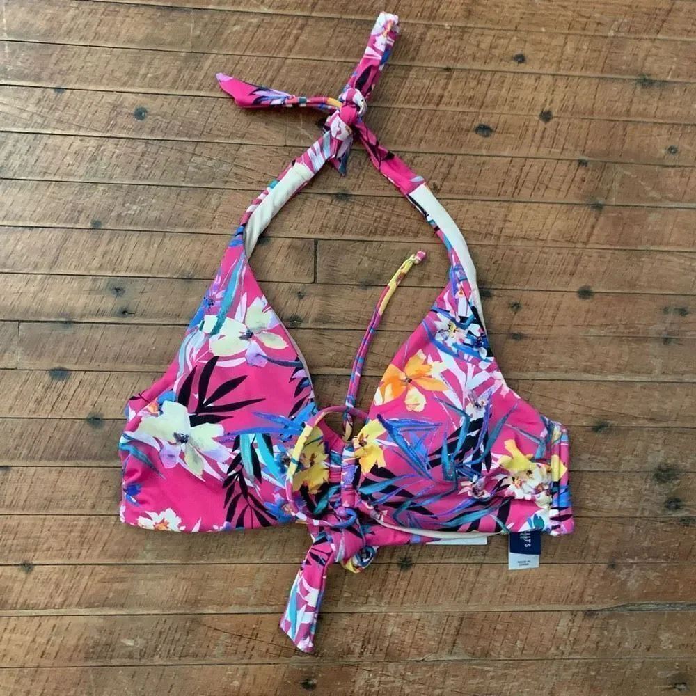Swimsuits for All pink tropical coconutgirl NWT 8 bikini top
